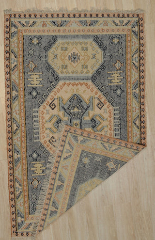 Blue Contemporary Classic High low Kilim Area Rug