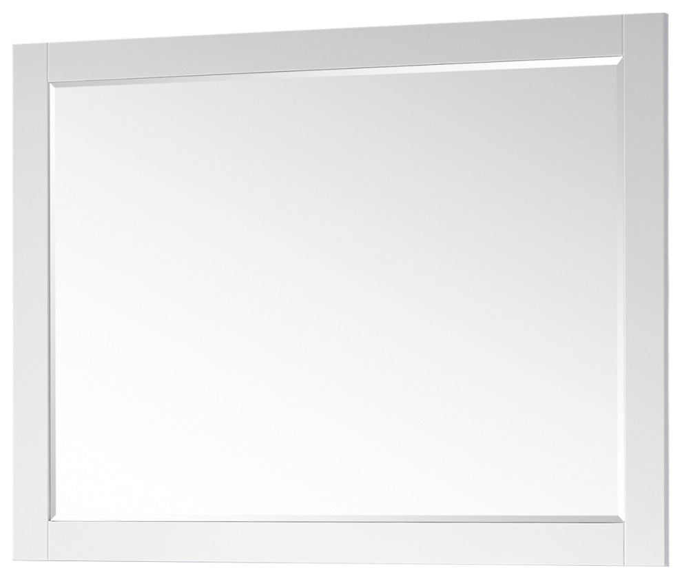 Ivy Rectangular Bathroom Wood Framed Wall Mirror, White, 48"