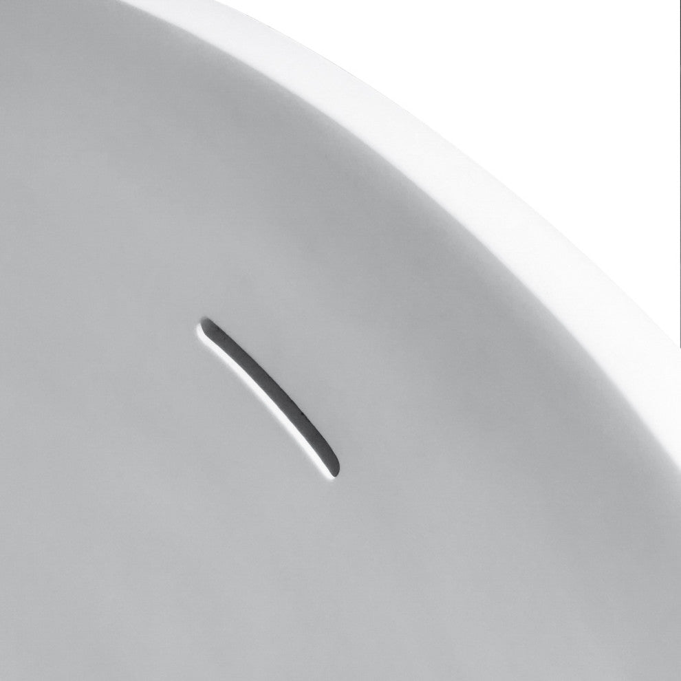 59 in. W Solid Surface Freestanding Flatbottom Soaking Bathtub in Matte White