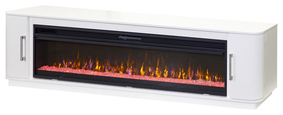 Modern 96" Fireplace Console Entertainment, White