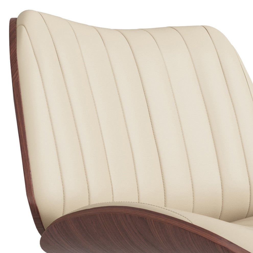 Goulding Adjustable Swivel Bar Stool, Cream Vegan Faux Leather