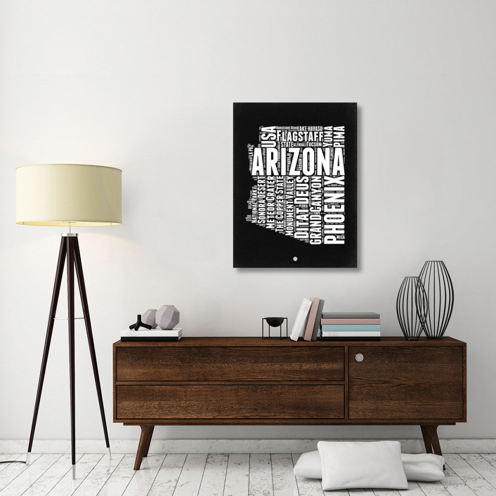 "Arizona Black and White Map" Fine Art Print