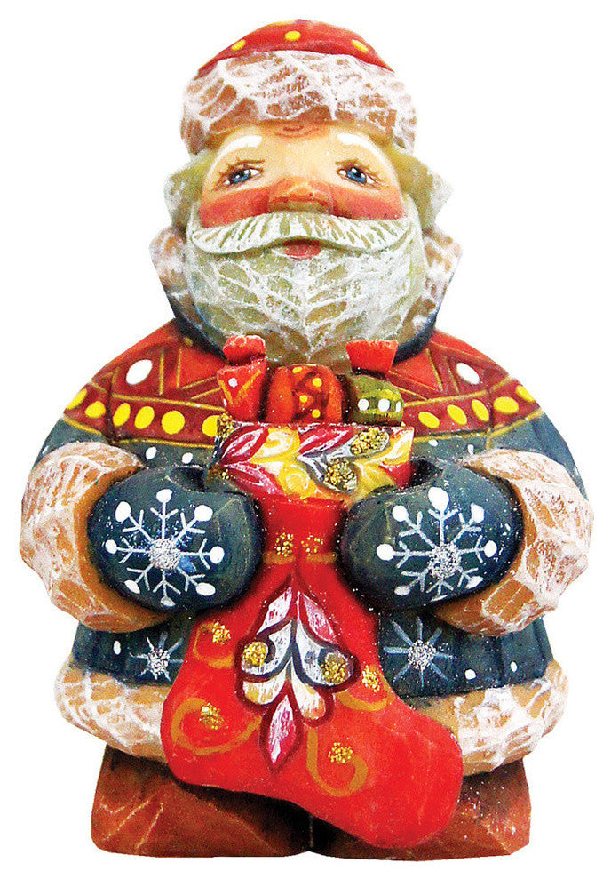 Hand Painted Stocking Surprise Santa Figurine Ornament