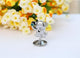 2018 Year of the Dog Matashi ChromePlated Silver Puppy Tabletop  w Green Crystal