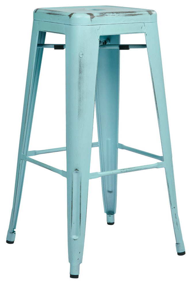 Bristow 26 H" Metal Barstool, Set of 4, Antique Sky Blue, 30"