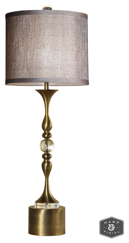 Tanga Table Lamp Matte Antique Brass Finish On Metal Body With Crystal Ball