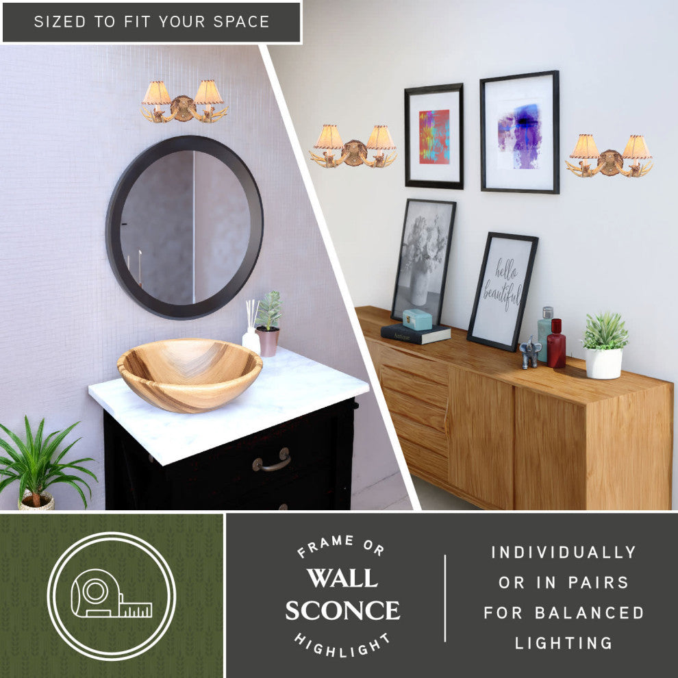 Lodge 2-Light Antler Wall Light Noachian Stone