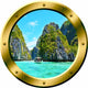 VWAQ 1 Mountain Wall Decal Ocean Porthole 3D Wall Sticker, 20" Diameter