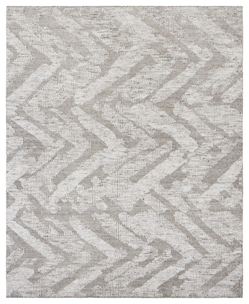 Ivory Contemporary Geometric Transitional High-Low Area Rug