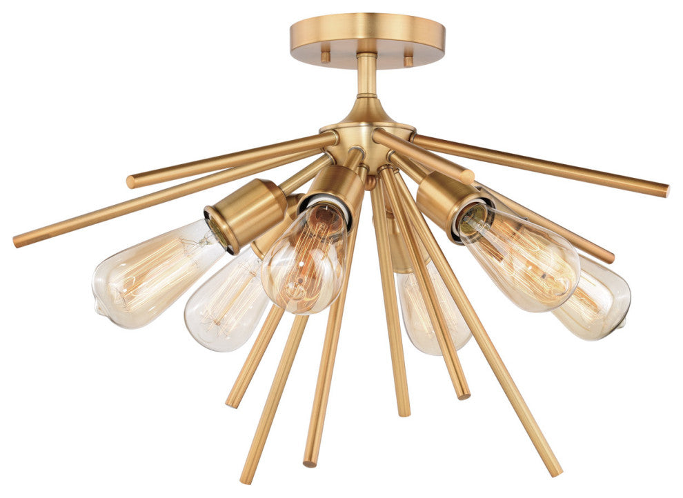 Vaxcel, Estelle Natural Brass Semi-Flush Mount Ceiling Light, Natural Brass, 6-L