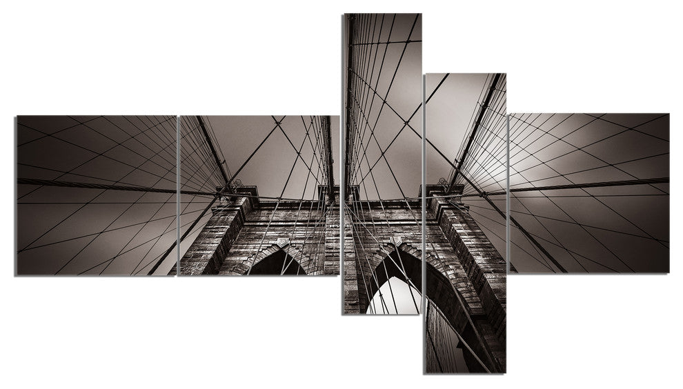 Brooklyn Bridge in NYC USA, Extra Large Canvas Art Print, 60"x32", 5 panels