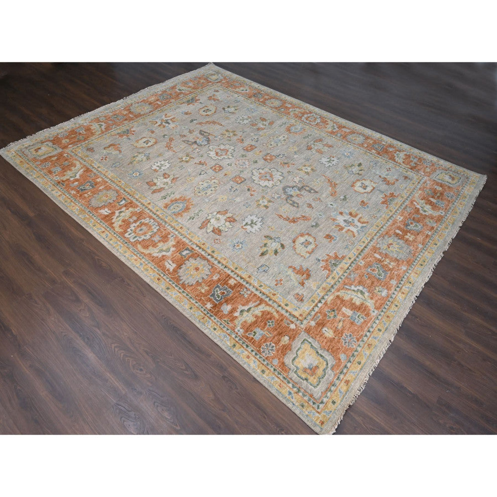 Tan Color, Oushak Design, Soft Wool Hand Knotted Oversized Rug, 11'10"x14'9"
