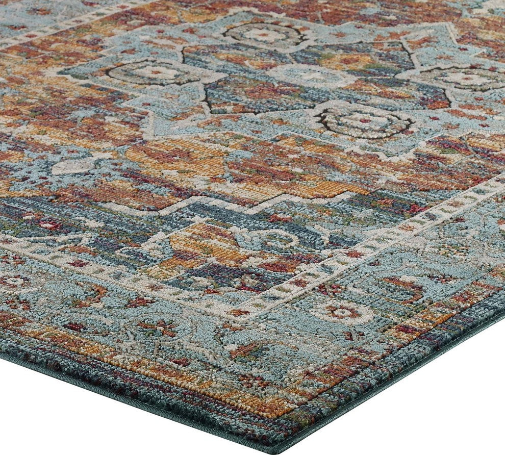 Tribute Diantha Distressed Vintage Floral Persian Medallion 8x10 Area Rug