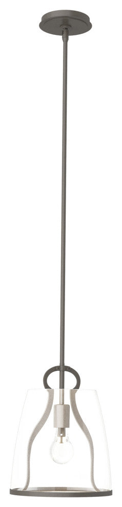 Caliper Pendant, Dark Smoke, Clear Glass