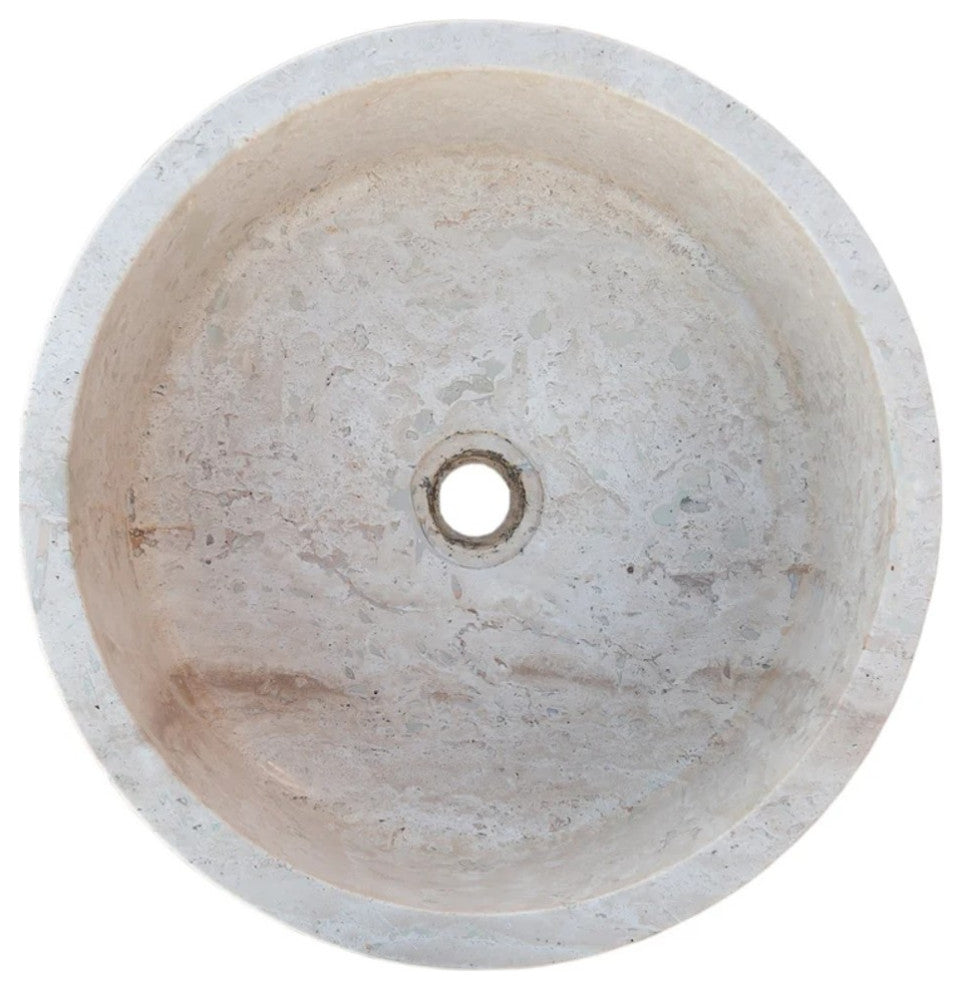 Natural Stone Beige Travertine Vessel Sink Honed  (D)16" (H)6"