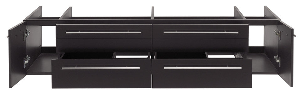 Lucera Wall Mount Double Vessel Sink Bathroom Cabinet, Espresso, 72"