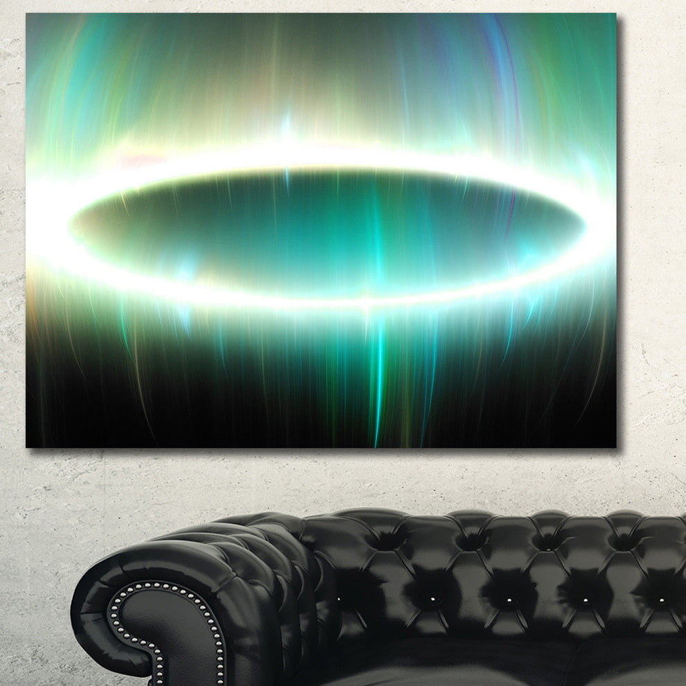 Large Green Oval Fractal Light, Oversized Abstract Canvas Art Print, 60x40