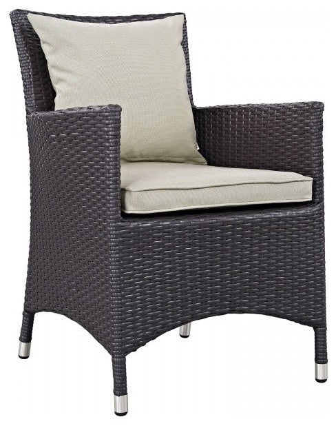 Modway Convene 4 Piece Outdoor Patio Dining Set, Espresso Beige