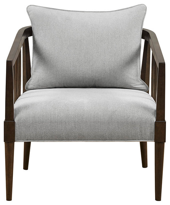 Madison Park Josefine Spindle Accent Armchair with Removable Back Pillow, Grey