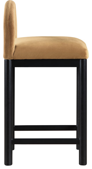 Conrad Upholstered Bar and Counter Stool, Saddle, Velvet, Black