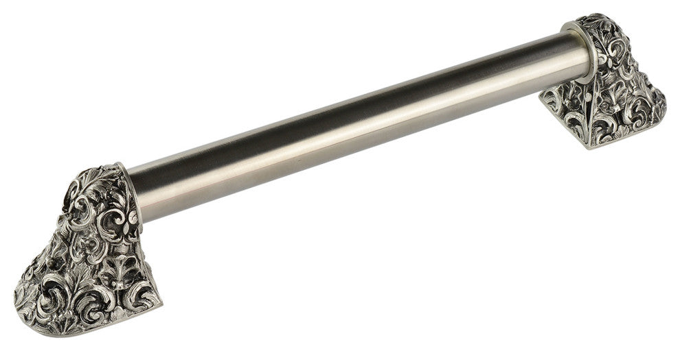 Acanthus Appliance Pull, Brilliant Pewter, 12", Plain