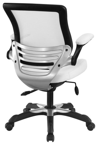 Modern Contemporary Vinyl Office Chair, White Fabric