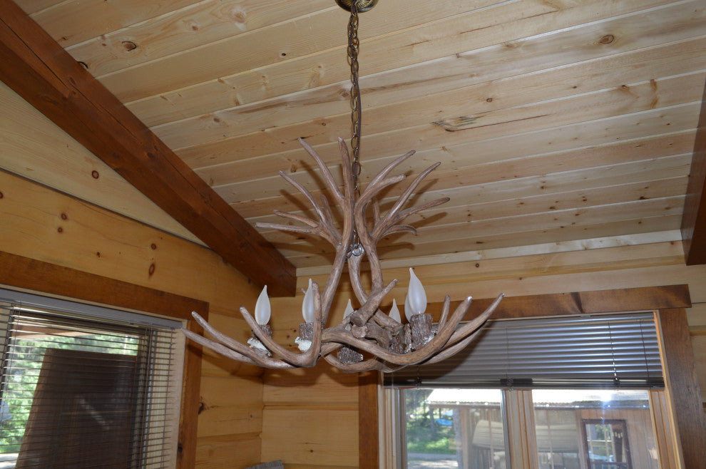 Reproduction Antler Mule Deer Chandelier Light, RS-11