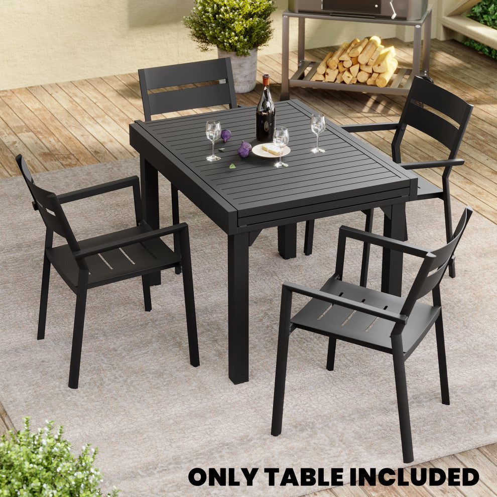 4-8 Person Expandable Aluminum Outdoor Patio Dining Table Dark Gray, Gray