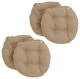 16" Polyester Solid Outdoor Round Tufted Chair Cushions, Set of 4, Sandstone