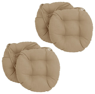 16" Polyester Solid Outdoor Round Tufted Chair Cushions, Set of 4, Sandstone