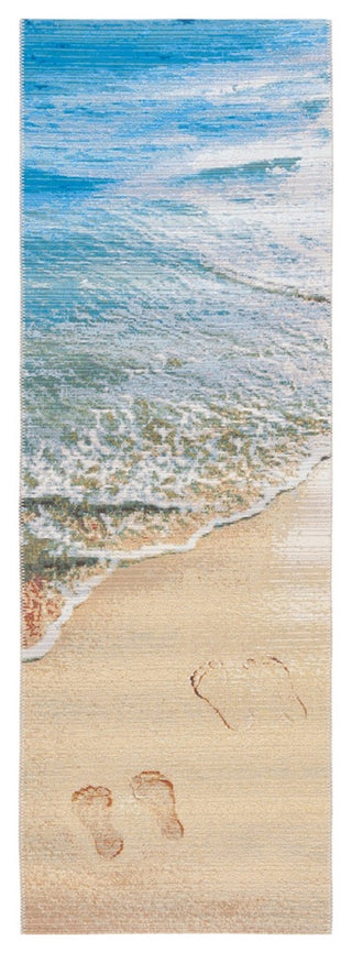 Safavieh Barbados Collection Indoor-Outdoor, BAR550 Rug, Gold/Blue, 2'8"x10'5"