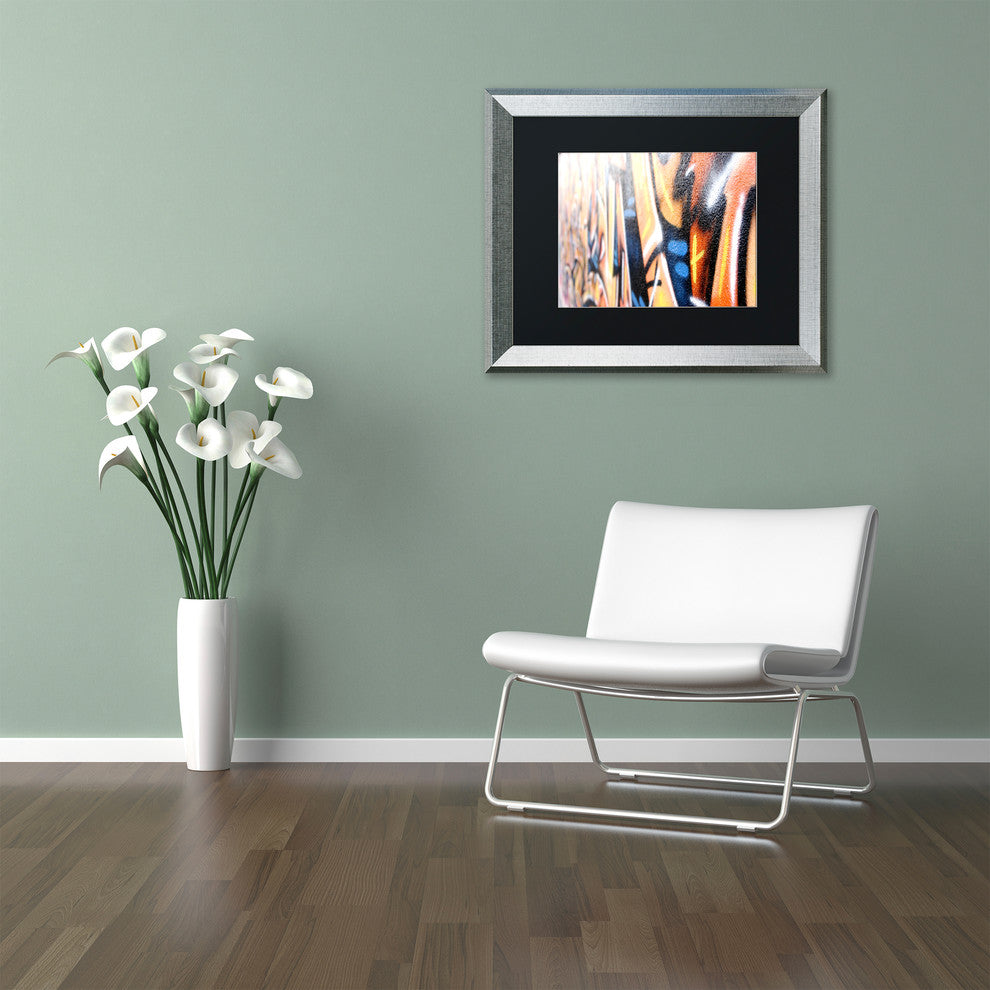 "Graffiti" Framed Art by Yale Gurney, Silver, Black, 20"x16"