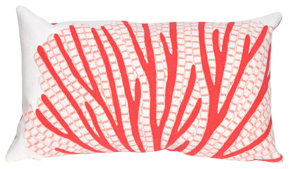 Visions Coral Fan Pillow, Coral, 12"x20"