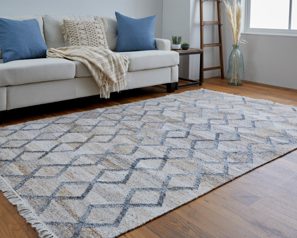 Weave & Wander Elstow Transitional PET Yarn Charcoal Gray/Beige Rug, 8'x10'