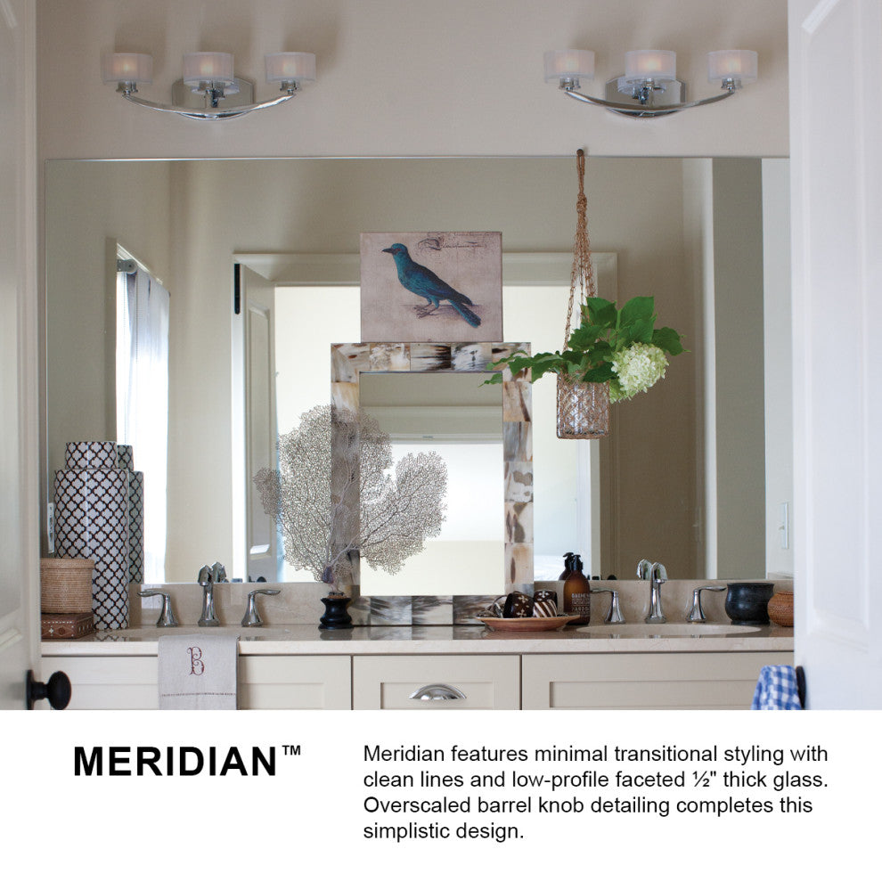 Hinkley Meridian Small Two Light Vanity, Chrome
