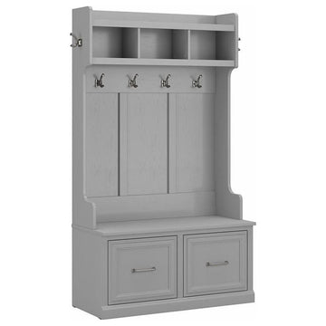 Woodland 40W Hall Tree & Shoe Bench w/ Doors in Cape Cod Gray - Engineered Wood