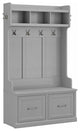 Woodland 40W Hall Tree & Shoe Bench w/ Doors in Cape Cod Gray - Engineered Wood