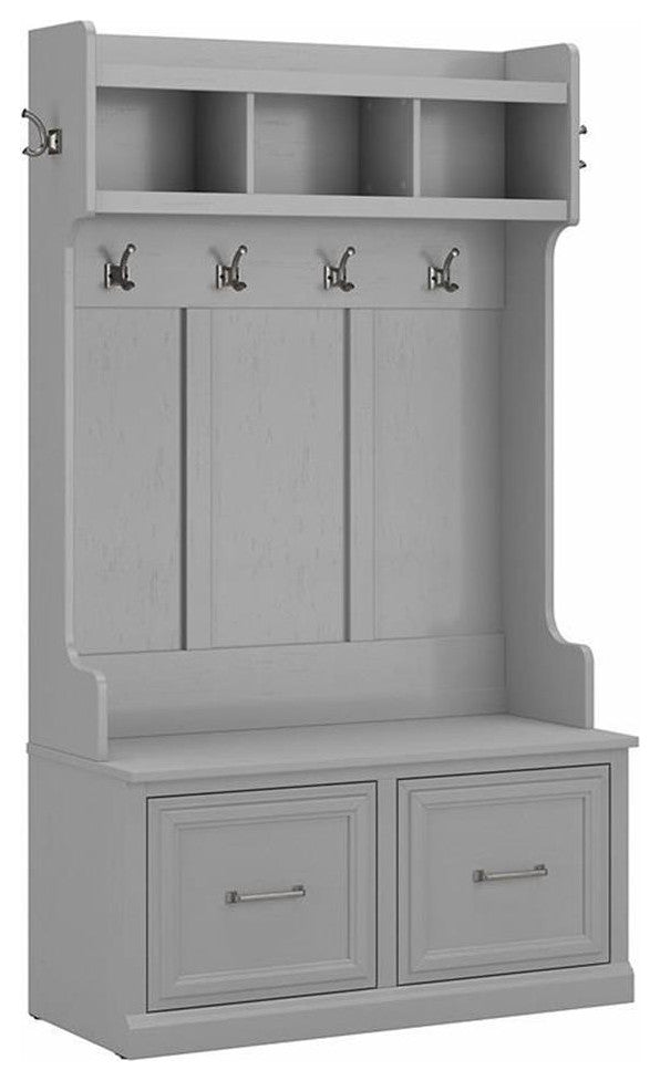Woodland 40W Hall Tree & Shoe Bench w/ Doors in Cape Cod Gray - Engineered Wood