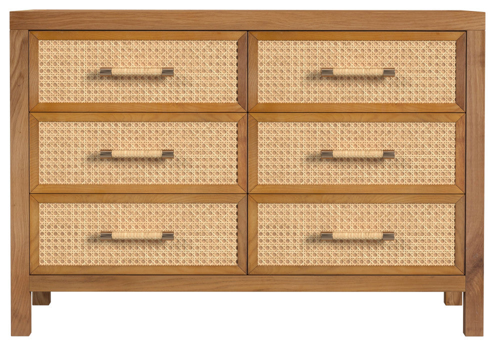 Mesa Cane and Solid Wood 6-Drawer Dresser