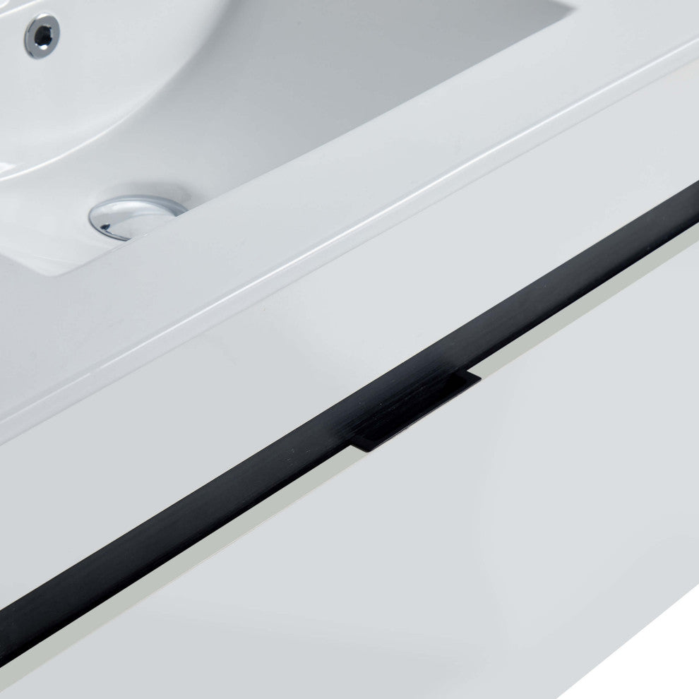Alpine Wall Mount Bathroom Vanity and Sink, White Matte, 30"