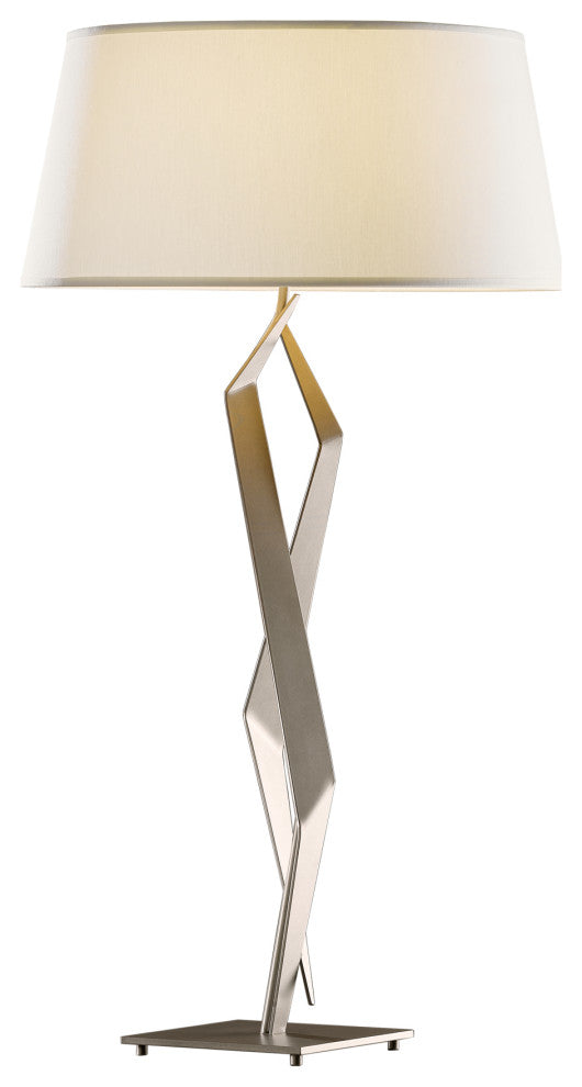Facet Table Lamp, Dark Smoke Finish, Natural Anna Shade