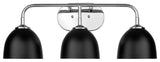 Golden Lighting 6956-BA3 BLK Zoey 3 Light 7"W Vanity Light - Chrome