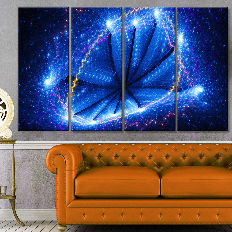 Blue Star Clusters, Abstract Canvas Wall Art, 48"x28", 4 Panels