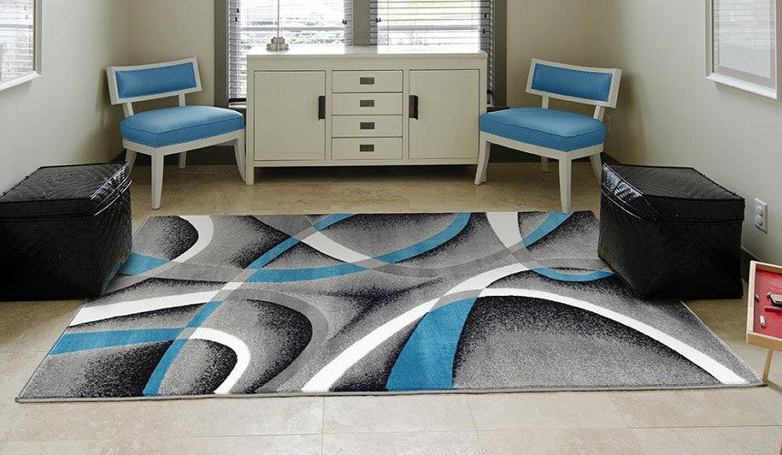 Luxe Weavers Abstract Modern Area Rug, Turquoise, 5'2"x7'2"