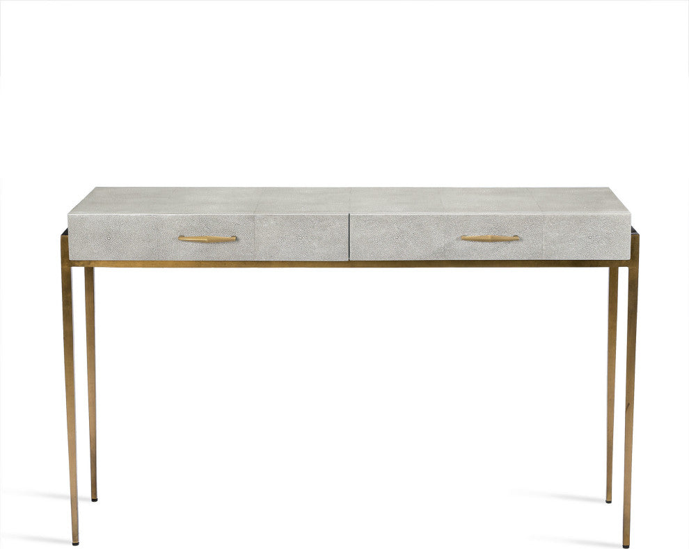 Morand Desk - Sorrel Gray Sharkskin, Antique Gold