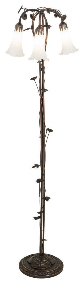 58" High White Tiffany Pond Lily 3 Light Floor Lamp
