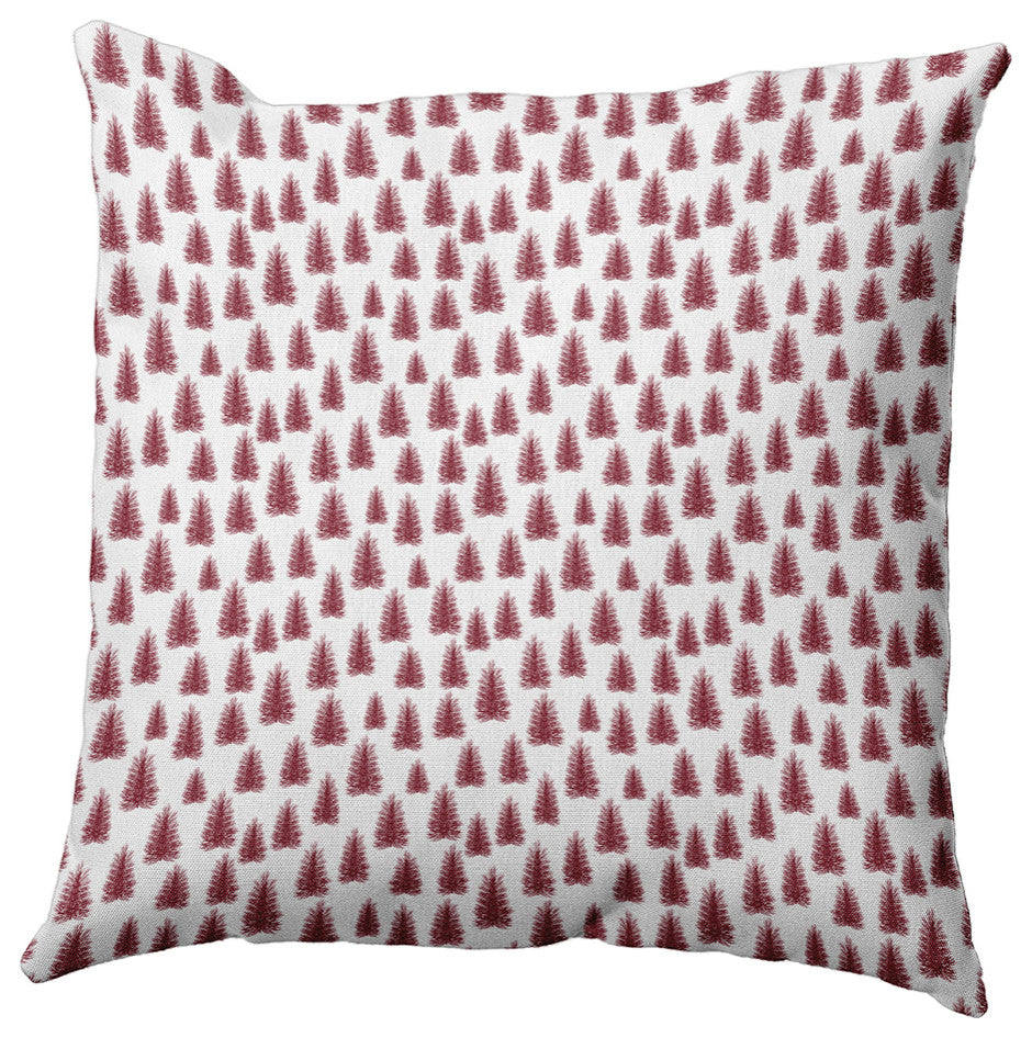 Christmas Trees Pattern Accent Pillow, True Red, 26"x26"