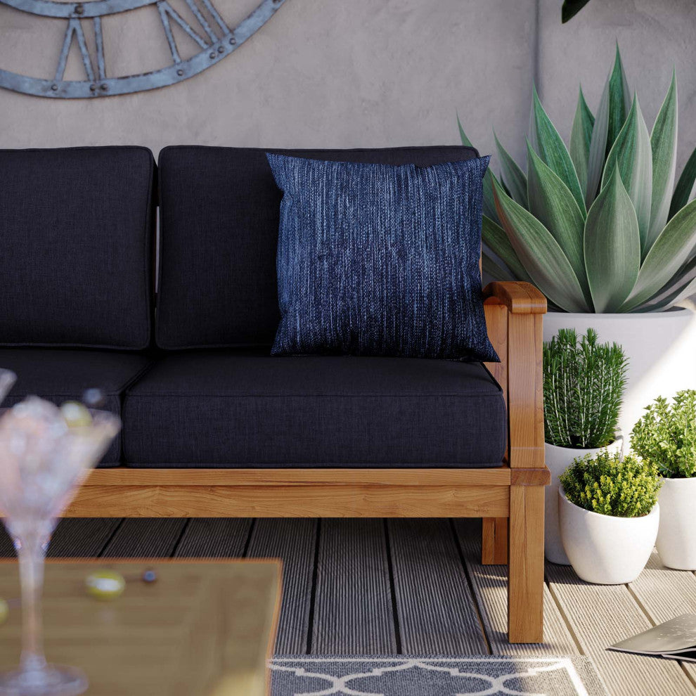 Lounge Sofa, Wood, Brown Natural Blue Navy, Modern, Outdoor Patio Balcony Garden