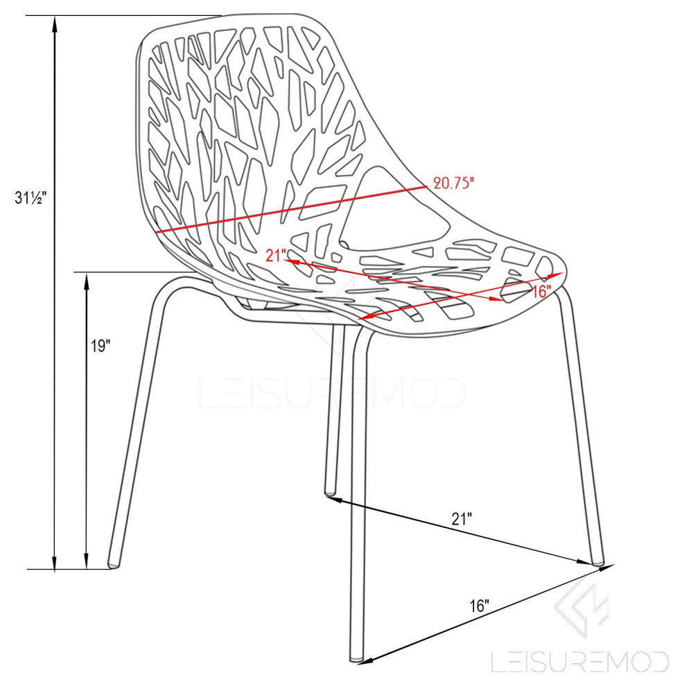 LeisureMod Modern Asbury Dining Chair With Chromed Legs, Set of 2 Mint