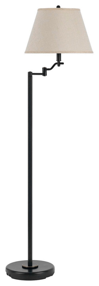60" Bronze Swing Arm Floor Lamp With Beige Empire Shade